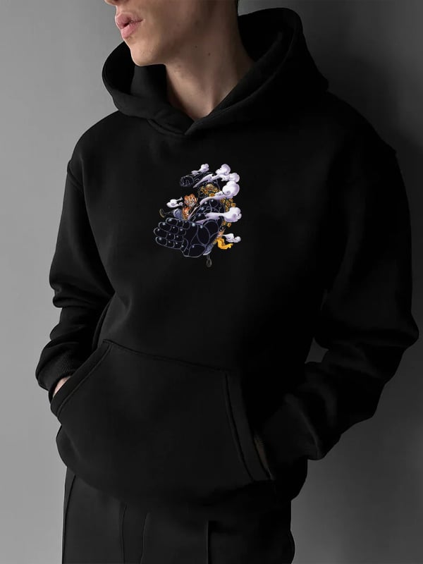 Men's Print Loose Fit Pocket Hoodie