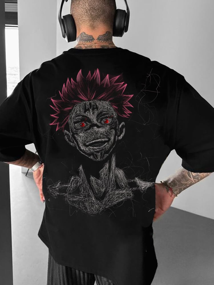 Men's Fashion Anime Print Crew Neck T-Shirt