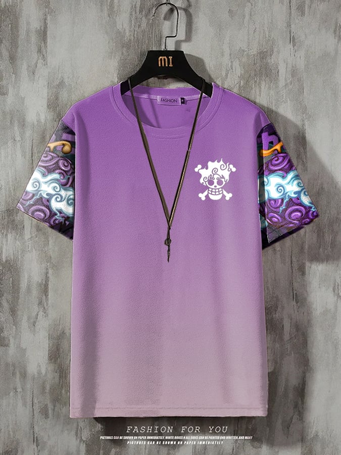 Men's Fashionable Tattoo Drop Shoulder Short Sleeve T-Shirt