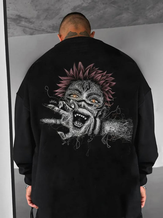 Men's Comic Printed Crew Neck Sweatshirt