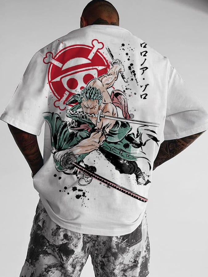 Men's Street Style Japanese Comic Print Short Sleeve T-Shirt
