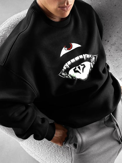 Men's Comic Printed Crew Neck Sweatshirt
