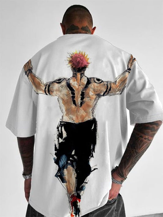 Men's   White Beard Crew Neck Short Sleeve T-Shirt