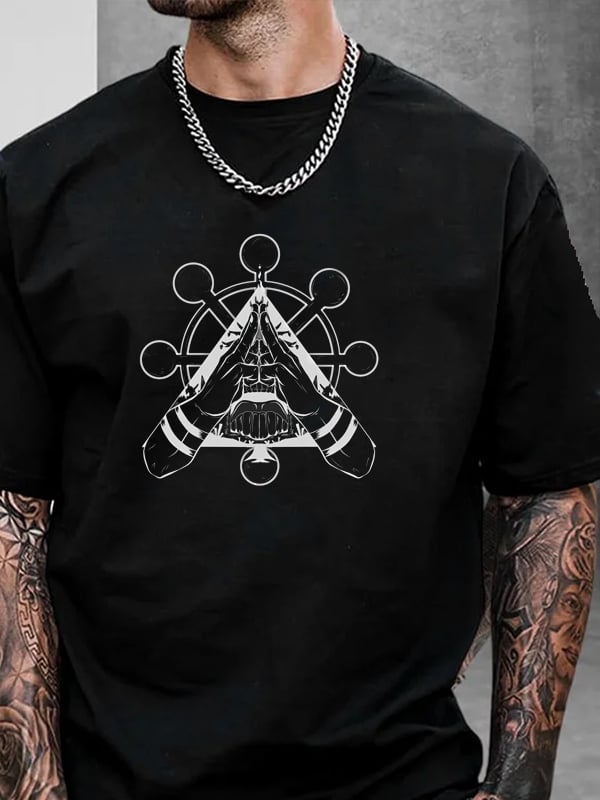 Men's   White Beard Crew Neck Short Sleeve T-Shirt