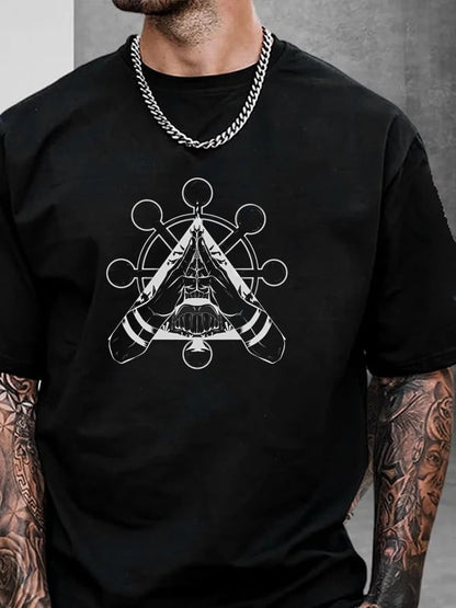 Men's   White Beard Crew Neck Short Sleeve T-Shirt