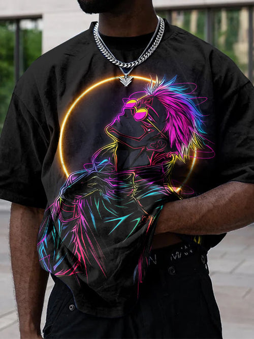 Men's Anime Hot Blood Personality Casual Short Sleeve T-shirt
