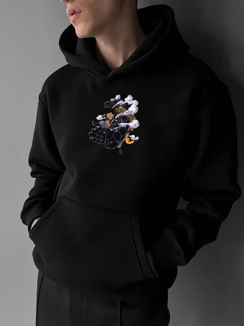 Men's Print Loose Fit Pocket Hoodie