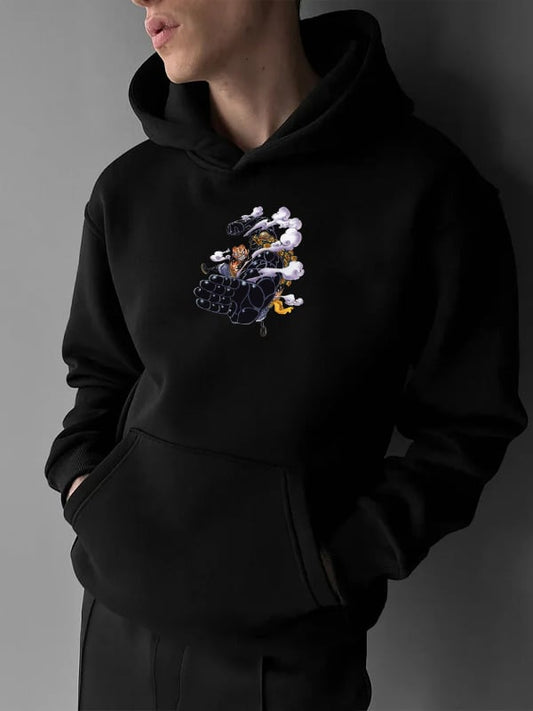 Men's Print Loose Fit Pocket Hoodie
