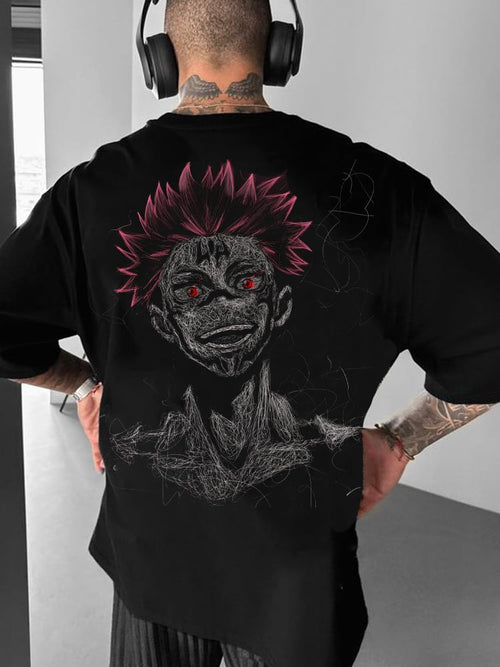 Men's Fashion Anime Print Crew Neck T-Shirt