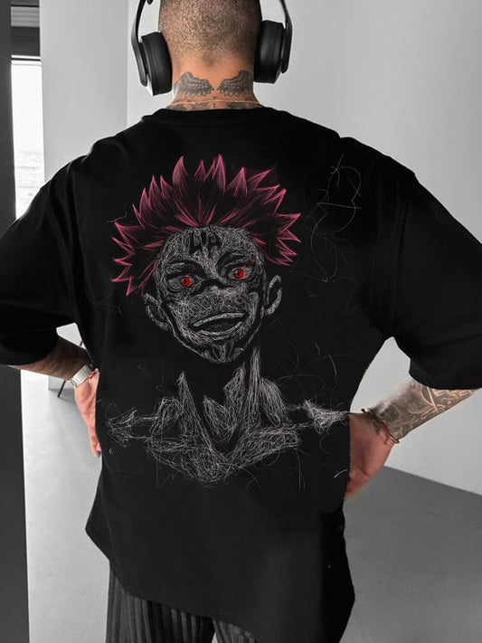 Men's Fashion Anime Print Crew Neck T-Shirt
