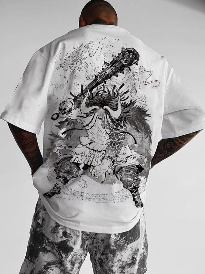 Men's 100% Cotton Japanese Comic Short-Sleeved T-Shirt