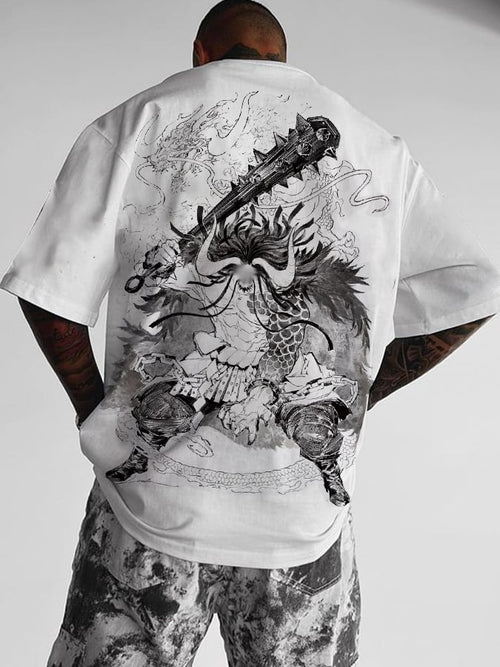 Men's 100% Cotton Japanese Comic Short-Sleeved T-Shirt