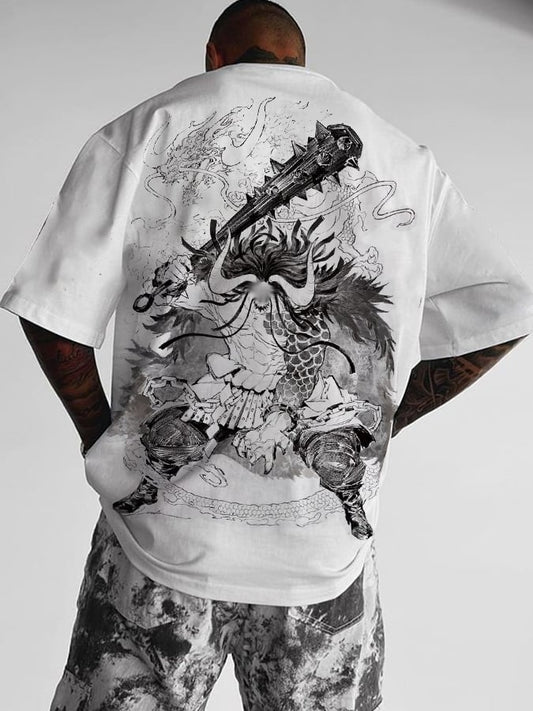 Men's 100% Cotton Japanese Comic Short-Sleeved T-Shirt