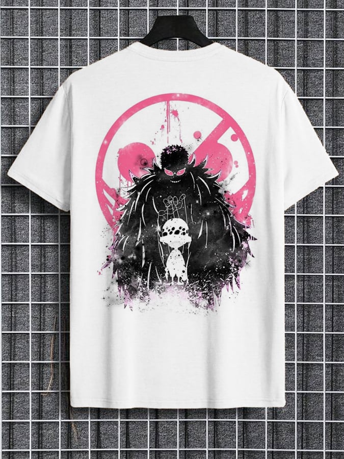 Men's Fashionable Tattoo Drop Shoulder Short Sleeve T-Shirt