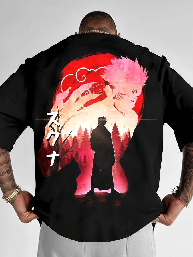Men's Fashion Anime Printed Casual Short Sleeve T-Shirt